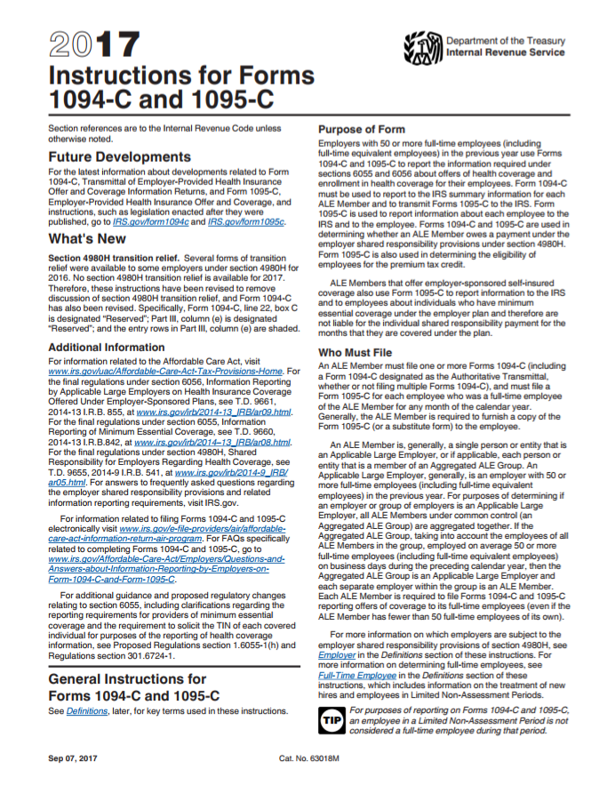 Forms 1094 C And 1095 C Instructions