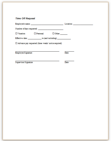 Pto Request Form Template Collection
